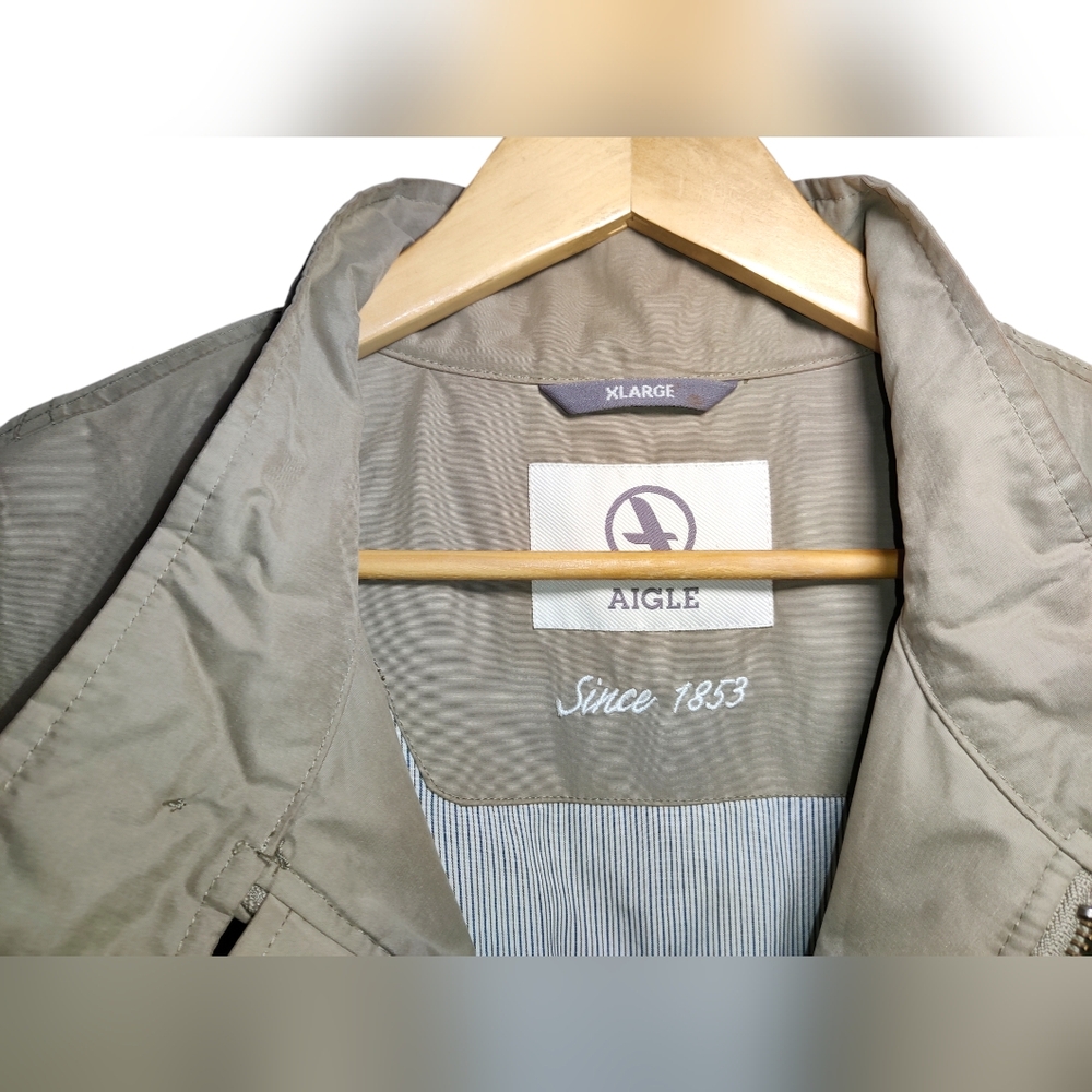 AIGLE Men's Wind Proof Lightweight Winter Army Beige Travel Jacket | Sz XL - Picture 3 of 5